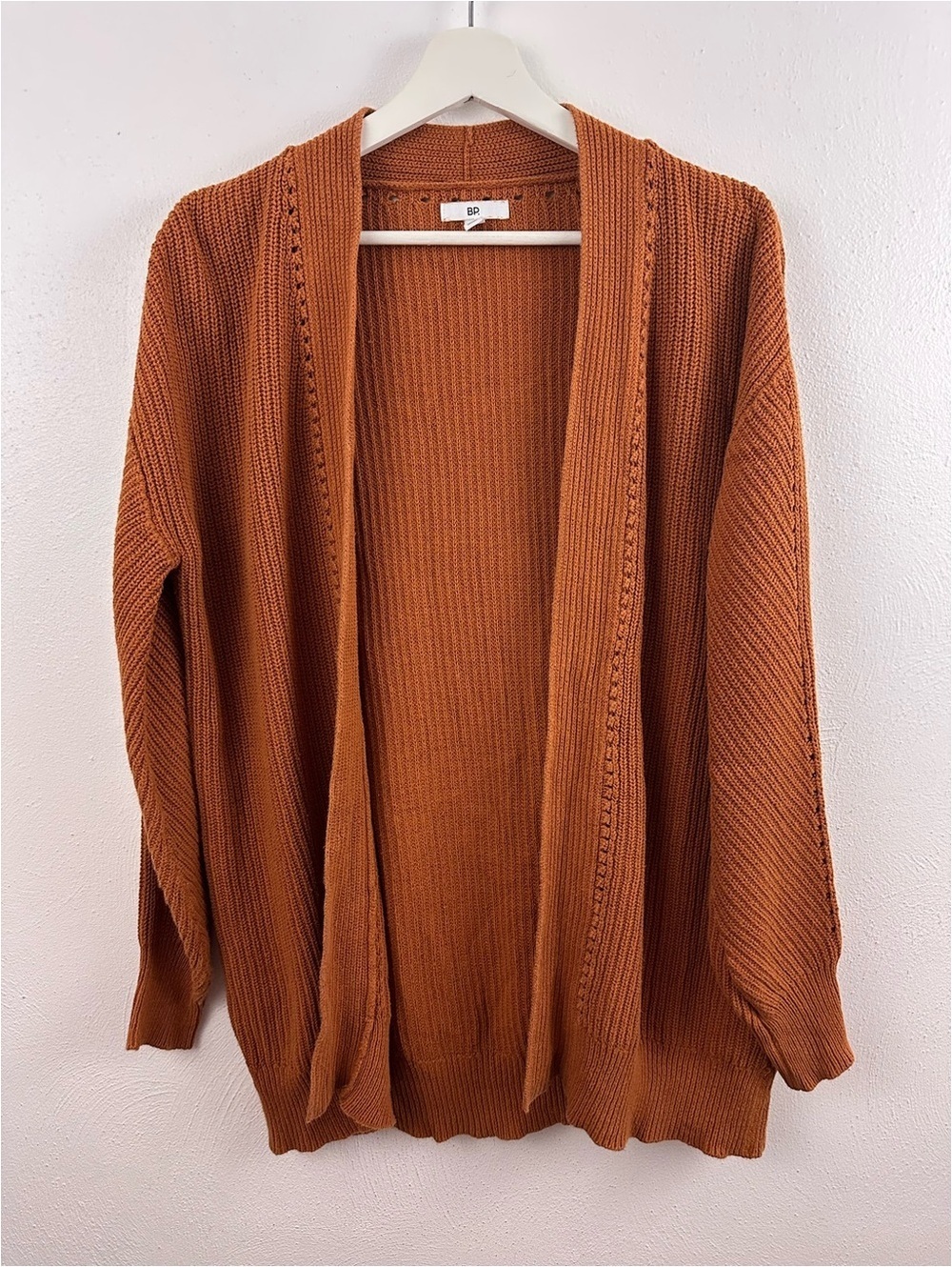 BP Nordstrom Burnt Orange Ribbed Cardigan Women's Size S